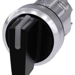 SIRIUS ACT selector switch, metal shiny, short handle, 3 positions, 2x45°, black
