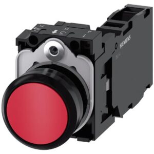 SIRIUS ACT complete unit pushbutton, plastic, unlighted, flat button, momentary, red, screw terminal, 1NO+1NC